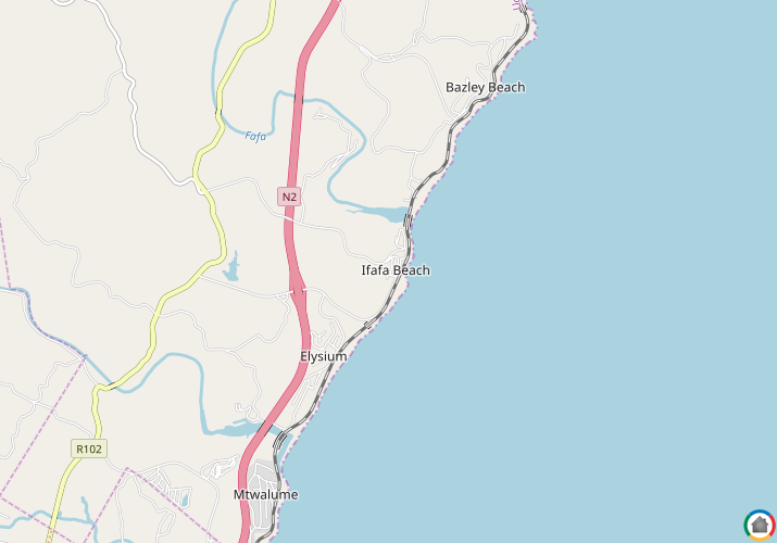 Map location of Ifafa Beach